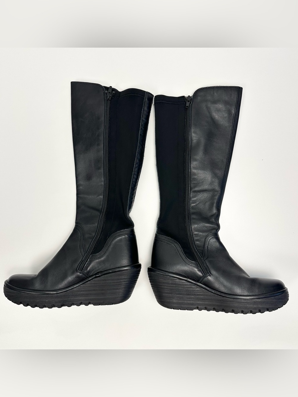 Fly London Yeve Knee High Leather Wedge Boots - Picture 5 of 11